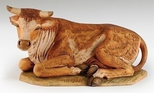 Cow Oxen Nativity Sculpture Resting Statuary Fontanini Large Scale Art